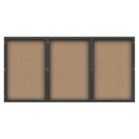 United Visual Products Open Faced Easy Tack Board, 72"x36", Grey Fabric/Black UV9003AEZ-GREY-BLACK